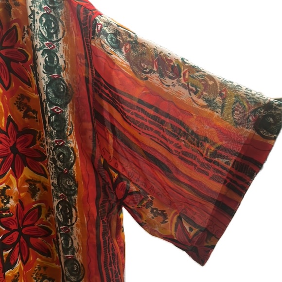 Erika Brooke, Button Down, Colorful, Short Sleeves, V-Neck, Lightweight Top, L - Picture 3 of 5